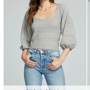 Skye Gray Textured Knit Crop Top
